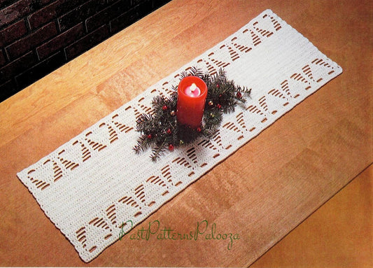 Vintage Crochet Pattern Christmas Tree Table Runner Centerpiece PDF Instant Digital Download Primitive Pines 12x36 5 Ply