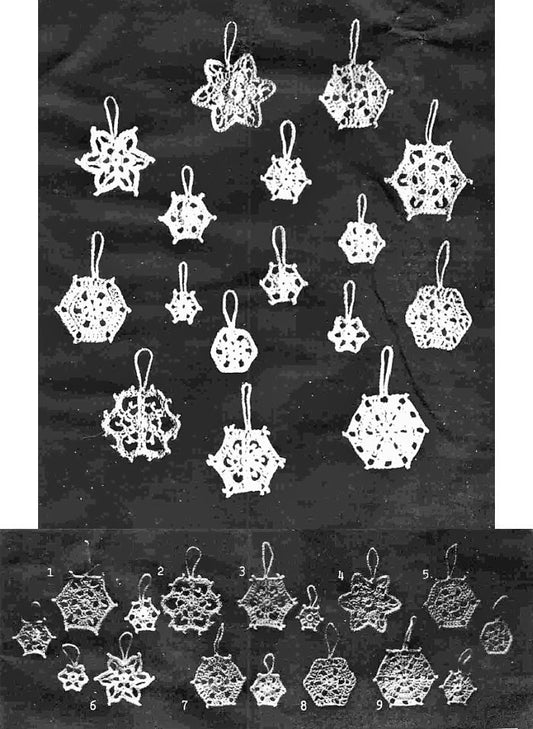 Vintage Crochet Pattern Lacy Sparkle Mini Christmas Snowflakes Ornaments 9 Designs 2 Small Sizes PDF Instant Digital Download 5 Ply