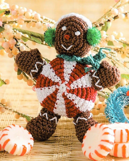Vintage Crochet Pattern 4" Christmas Peppermint People Candy Gingerbread Man Snowman Amigurumi PDF Instant Digital Download Ornaments Toys