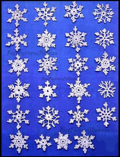 Vintage Crochet Pattern Small Mini Miniature Lace Snowflakes Motifs 24 Designs PDF Instant Digital Download Ornaments Appliques 1-2 Inch