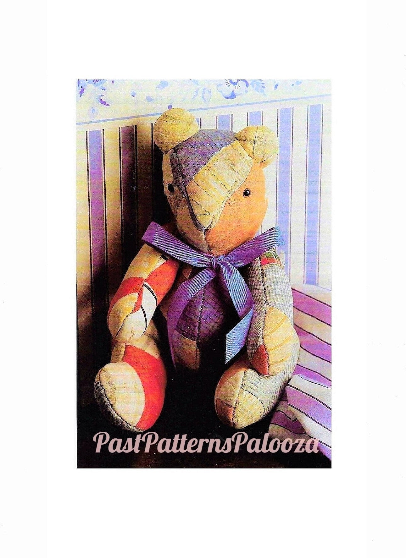 Vintage Sewing Pattern 15" Patchwork Fabric Memory Bear Jointed Traditional Teddy PDF Instant Digital Download Soft Stuffed Toy