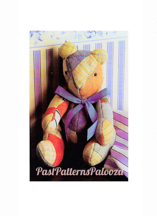 Vintage Sewing Pattern 15" Patchwork Fabric Memory Bear Jointed Traditional Teddy PDF Instant Digital Download Soft Stuffed Toy
