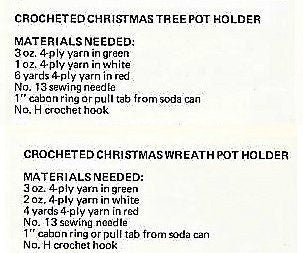 Vintage Crochet Pattern Christmas Tree and Wreath Pot Holder Set PDF Instant Digital Download Festive Holiday Potholders Quick Easy 4 Ply