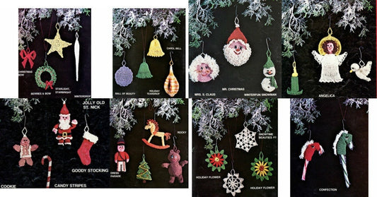 Vintage Thread Crochet Pattern 27 Cute Amigurumi Christmas Ornaments PDF Instant Digital Download Hanging Tree Trim Retro 1979