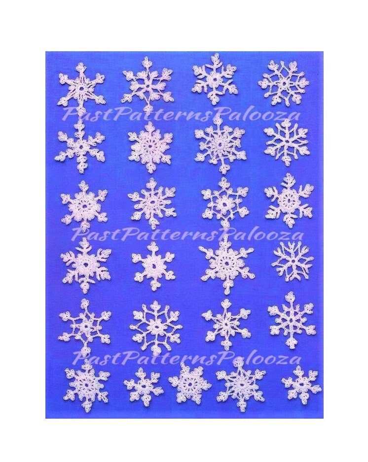 Vintage Crochet Pattern Small Mini Miniature Lace Snowflakes Motifs 24 Designs PDF Instant Digital Download Ornaments Appliques 1-2 Inch
