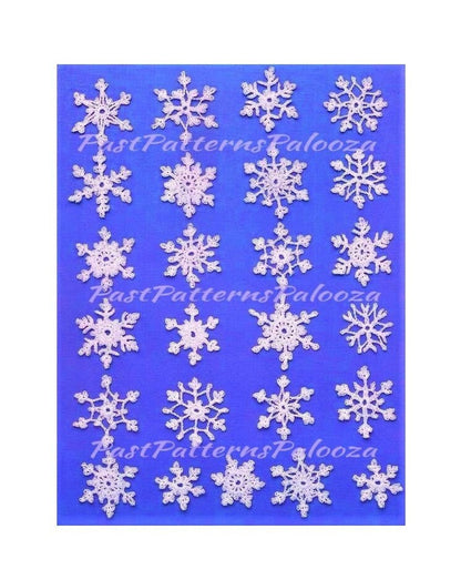 Vintage Crochet Pattern Small Mini Miniature Lace Snowflakes Motifs 24 Designs PDF Instant Digital Download Ornaments Appliques 1-2 Inch