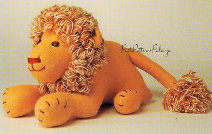 Vintage Sewing Pattern 21" Retro Felt Fabric Lion Soft Sculpture Plush Toy Loopy Yarn Mane PDF Instant Digital Download King of the Jungle