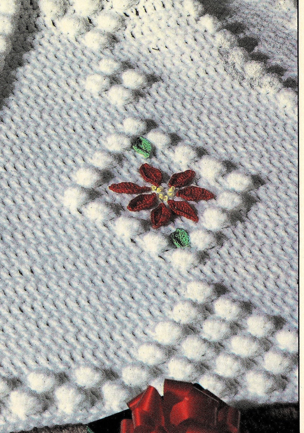 Vintage Crochet Pattern 54" Snowdrift Tree Skirt PDF Instant Digital Download Puff Stitch Diamonds Poinsettias Christmas Tree Skirt 10 Ply