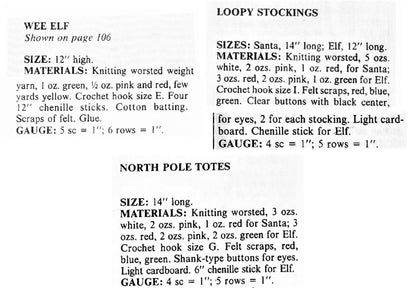 Vintage Crochet Pattern 14" Loopy Santa and Elf Faces Christmas Stockings and Tote Bags PDF Instant Digital Download 10 Ply