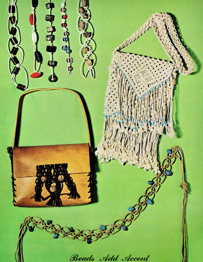 Vintage 12 Belt & Bag Macramé Designs Patterns Book 1970s Macrame Bags Handbag Purses Belts PDF Instant Download