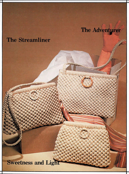 Vintage Macramé Designs Patterns Book Designer Bags Purses Handbags PDF Instant Download Macrame Purse News 16 Designs How To Knotwork 1979
