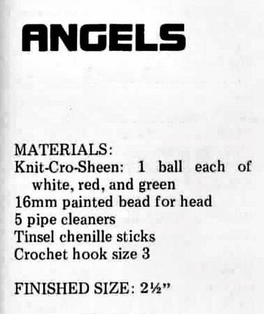 Vintage Crochet Pattern 2.5" Mini Flying Angel Ornaments PDF Instant Digital Download Wood Bead Heads 5 Designs Cotton Thread