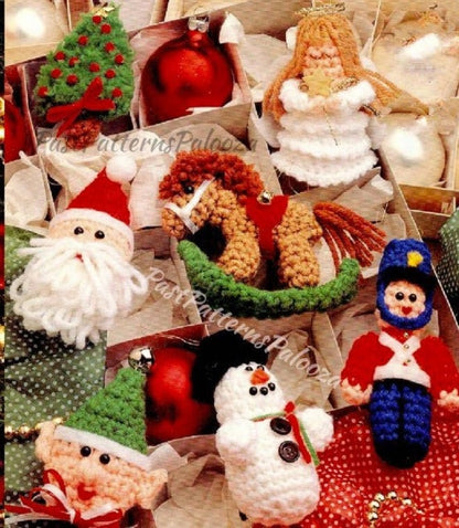 Vintage Crochet Patterns Amigurumi Christmas Ornaments PDF Instant Digital Download Cute Holiday Tree Trim 16 Classic Designs 10 Ply