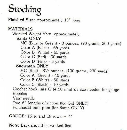 Vintage Crochet Patterns Santa and Snowman Christmas Stockings PDF Instant Digital Download Cluster Puff Stitch 15" 10 Ply