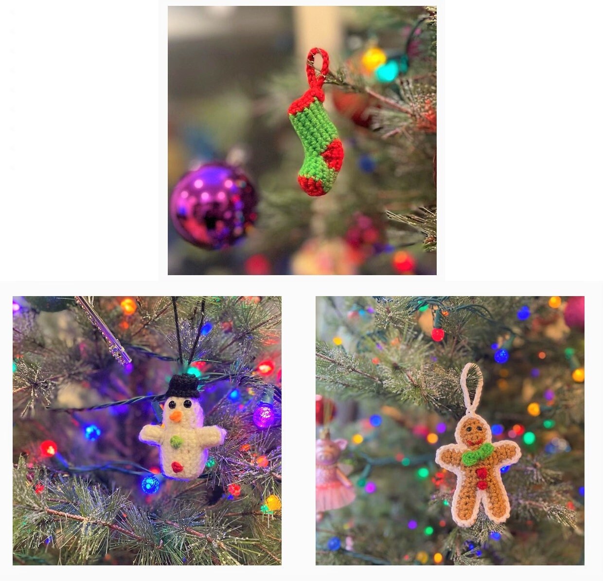 Vintage Crochet Patterns Amigurumi Christmas Ornaments PDF Instant Digital Download Cute Holiday Tree Trim 16 Classic Designs 10 Ply