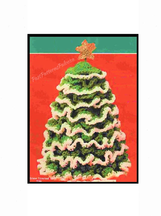 Vintage Crochet Pattern 10" Ruffled Snow Trimmed Christmas Tree Centerpiece PDF Instant Digital Download Holiday Decor 4 Ply B2