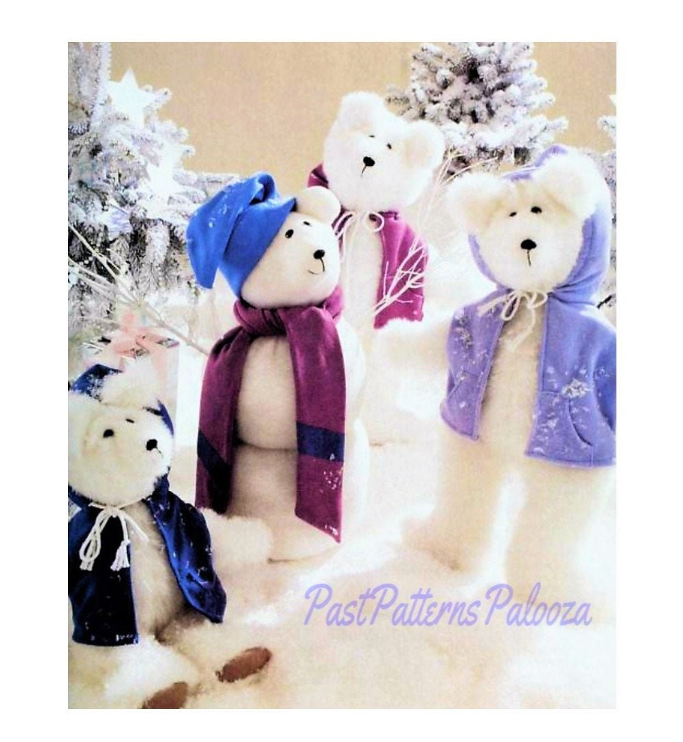 Vintage Sewing Pattern 18-26" Plush Snowbear Snowman Bear and Polar Bear Family Soft Toys PDF Instant Digital Download Faux Fur Fabric