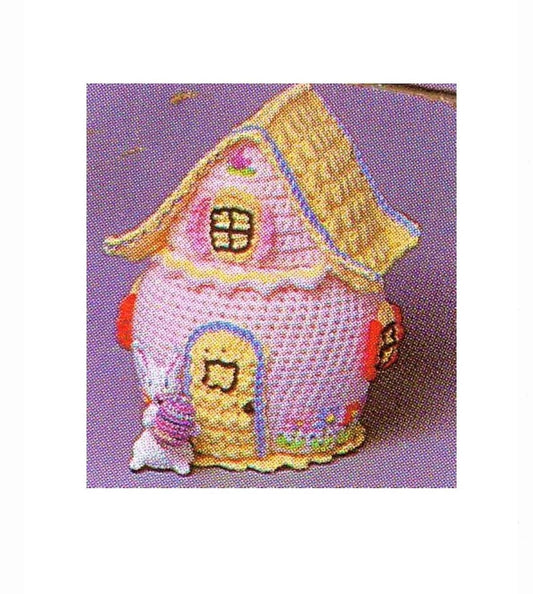 Vintage Crochet Pattern Easter Bunny House Egg Shaped Cottage Centerpiece PDF Instant Digital Download Easter Amigurumi 10 Ply