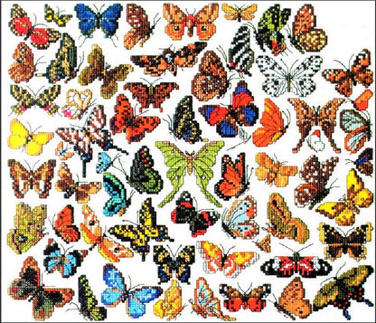 Vintage Cross Stitch Patterns Butterflies Moths Butterfly Motifs PDF Instant Digital Download 60 Embroidery Designs