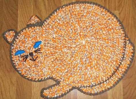 Vintage Crochet Pattern Cat Rug Cat Mat PDF Instant Digital Download Amigurumi Kitty Cat Playmat 16x23