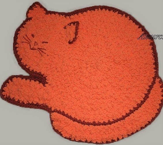 Vintage Crochet Pattern Cat Rug Cat Mat PDF Instant Digital Download Amigurumi Kitty Cat Playmat 16x23