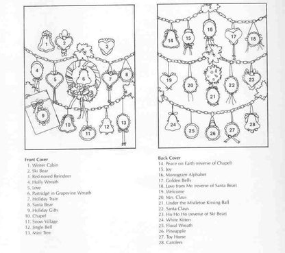 Vintage Cross Stitch Patterns Mini Framed Christmas Ornaments PDF Instant Digital Download Bell Heart Oval Circle Shapes 28 Designs