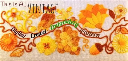 Vintage Crewel Embroidery Pattern Beautiful Flower Garden Potpourri Sampler PDF Instant Digital Download Flower Power Motifs 30 Stitches