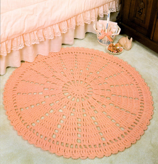 Vintage Crochet Pattern 38" Round Lacy Circle Wheel Rug PDF Instant Digital Download Bedroom or Bathroom Area Rug 10 Ply