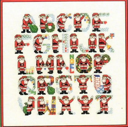 Vintage Cross Stitch Pattern Santa Claus Alphabet ABCs Father Christmas St. Nick PDF Instant Digital Download Holiday Embroidery Motifs