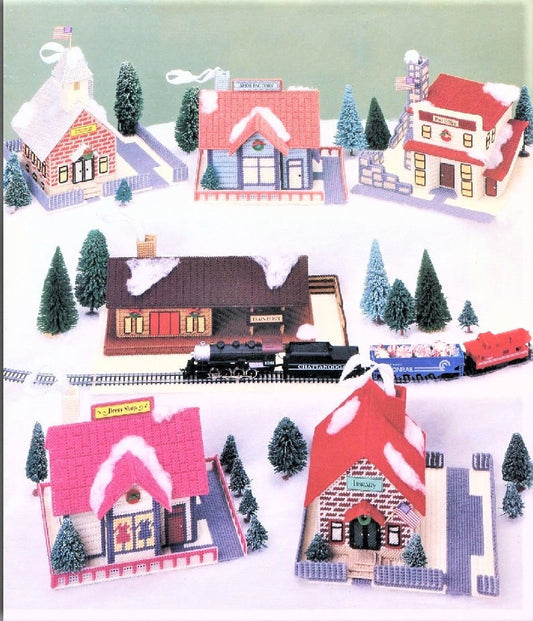 Vintage Plastic Canvas Pattern Christmas Village Book No. 2 PDF Instant Digital Download Holiday Town 7 Mesh