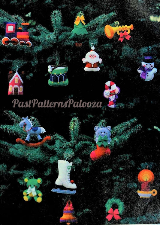 Vintage Christmas Sewing Pattern Cute Kitsch Felt Tree Ornaments 15 Designs PDF Instant Digital Download Tree Trim Wreath Banner Decor