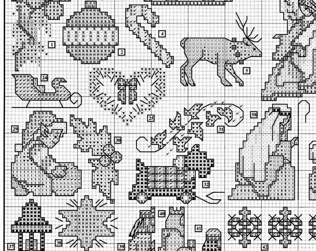 Vintage Cross Stitch Patterns Mini Christmas Motifs PDF Instant Digital Download Embroidery 59 Cute Holiday Designs A1