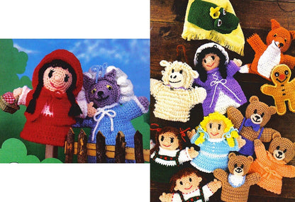 Vintage Crochet Patterns Classic Storybook Fairytale Hand Puppets PDF Instant Digital Download Amigurumi Soft Toy Puppets 4 Ply