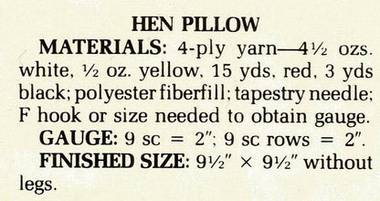 Vintage Crochet Pattern 9" Country Barnyard Animal Pillows Chicken Cow Cushion PDF Instant Digital Download Hen Farmhouse Chic 4 Ply