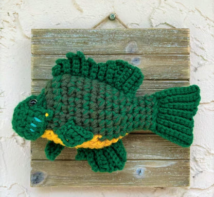 Vintage Crochet Pattern 9" Bass Fish Taxidermy Mounted Fish Trophy PDF Instant Digital Download Plush Stuffed Fishing Amigurumi 4 Ply