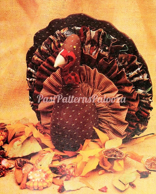 Vintage Sewing Pattern 10" Fabric Thanksgiving Turkey Centerpiece PDF Instant Digital Download Calico Gingham Cotton or Burlap Wreath