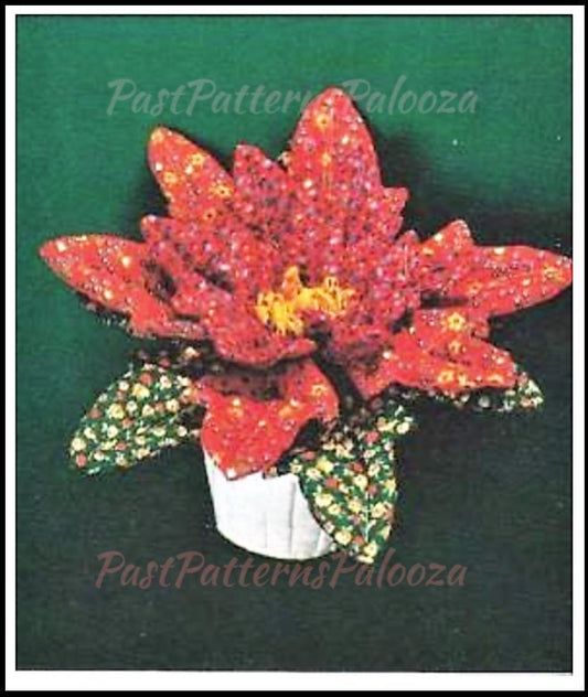 Vintage Sewing Pattern Christmas Calico Fabric Poinsettia Flower Plant Centerpiece PDF Instant Digital Download Plush Holiday Table Decor