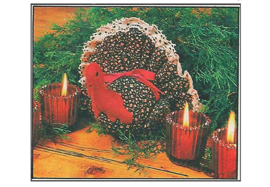 Vintage Sewing Pattern Calico and Lace Fabric Turkey Centerpiece PDF Instant Digital Download Plush Thanksgiving Holiday Table Decor