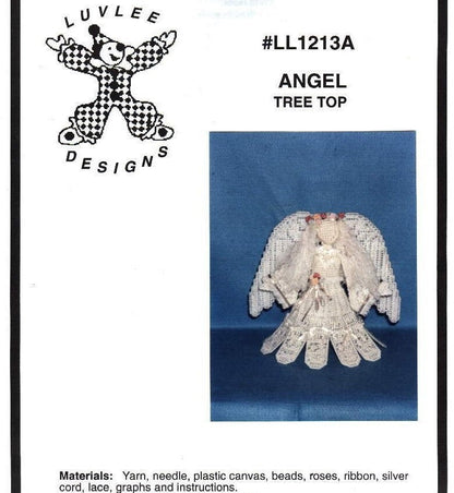 Vintage Plastic Canvas Pattern Lacy Victorian Angel Doll Christmas Tree Topper PDF Instant Digital Download Beads Roses Ribbon