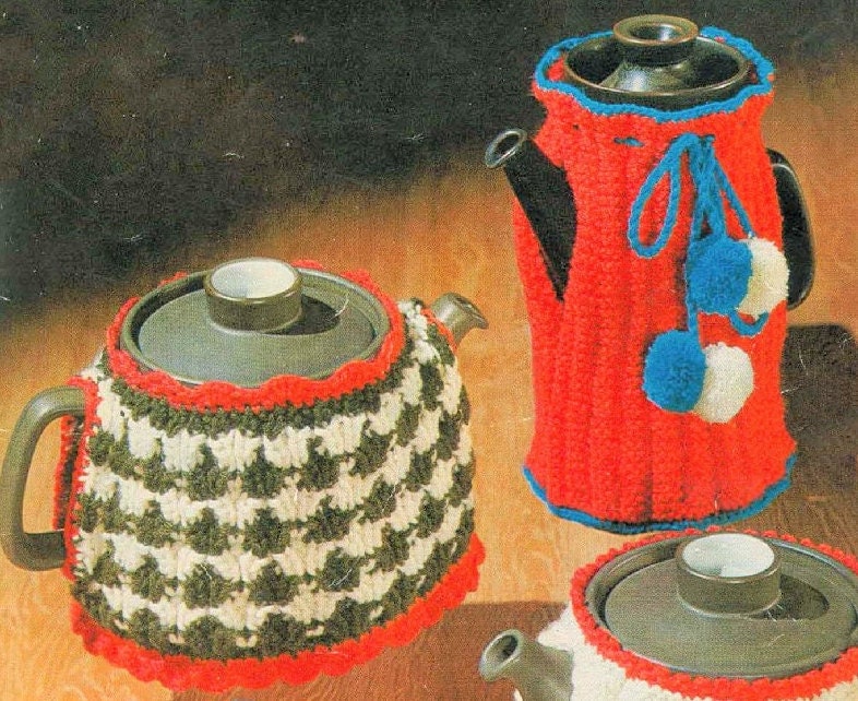 Vintage Knitting Pattern Knit Tea Cosy Coffee Pot Cosies Covers Teapot Topper Cozy Pot Holder PDF Instant Digital Download 8 Ply