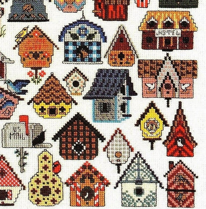 Vintage Cross Stitch Patterns Mini Bird House Motifs PDF Instant Digital Download Embroidery 45 Cute Birdhouses A1