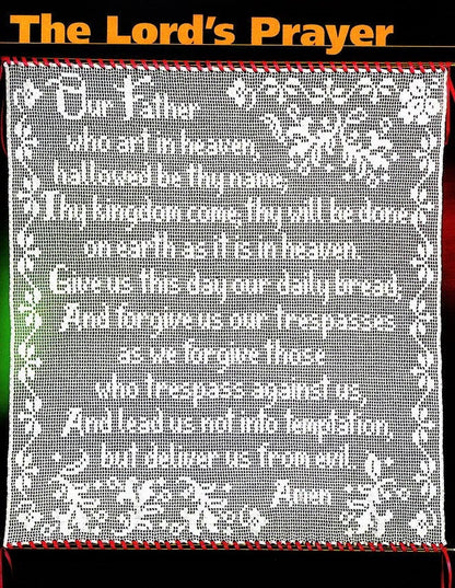 Vintage Filet Crochet Pattern The Lords Prayer Panel or Wall Hanging PDF Instant Digital Download Christian Our Father White Thread Cotton