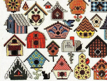 Vintage Cross Stitch Patterns Mini Bird House Motifs PDF Instant Digital Download Embroidery 45 Cute Birdhouses A1