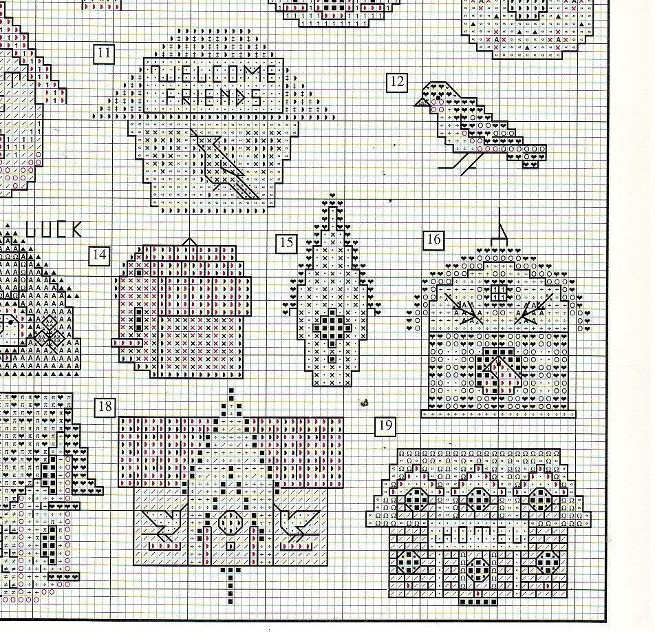 Vintage Cross Stitch Patterns Mini Bird House Motifs PDF Instant Digital Download Embroidery 45 Cute Birdhouses A1