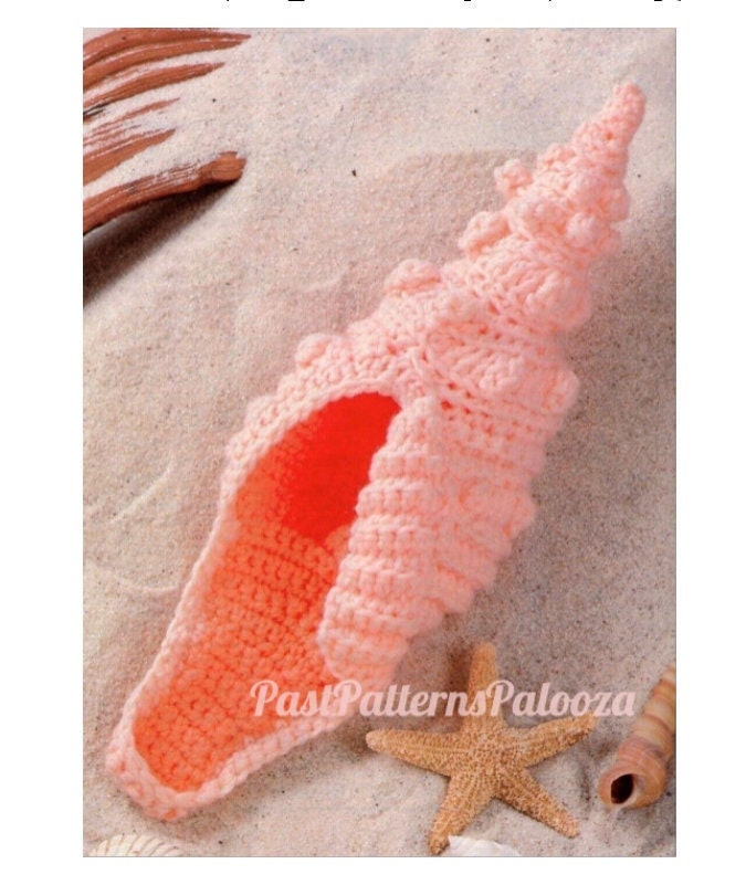 Vintage Crochet Pattern 12" Florida Horse Conch Shell PDF Instant Digital Download Crochet Seashell Sea Life Amigurumi Plush Soft Toy 4 Ply
