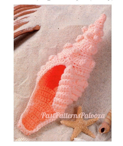Vintage Crochet Pattern 12" Florida Horse Conch Shell PDF Instant Digital Download Crochet Seashell Sea Life Amigurumi Plush Soft Toy 4 Ply
