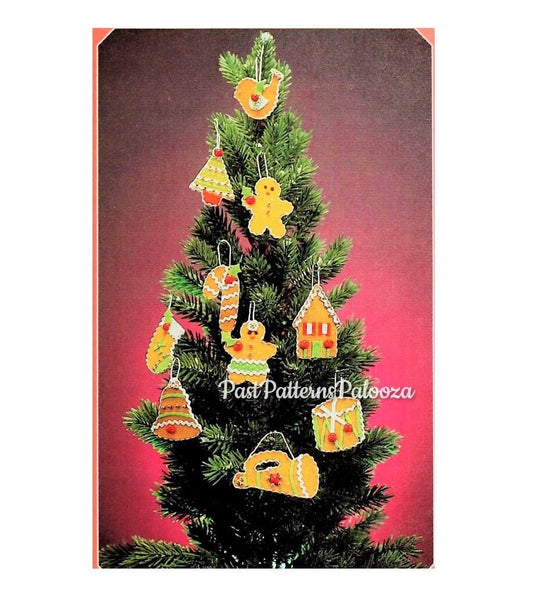 Vintage Sewing Pattern Gingerbread Cookies Felt Ric-Rac Christmas Tree Ornaments PDF Instant Digital Download Ginger Bread Tree Decor