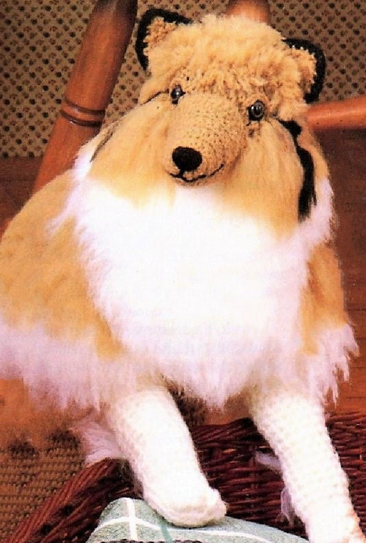 Vintage Crochet Pattern Rough Collie Dog PDF Instant Digital Download Purebred Puppy Amigurumi Plush Stuffed Soft Toy 16" 10 Ply