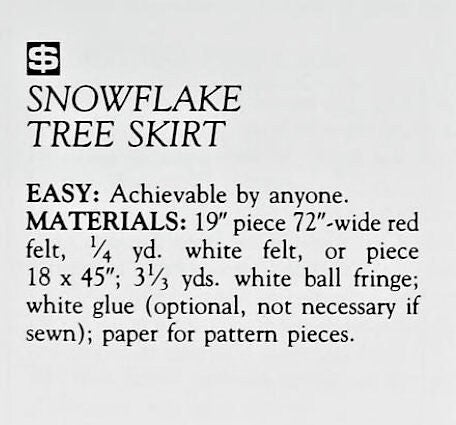 Vintage Sewing Pattern 36" Christmas Snowflake Tree Skirt PDF Felt Fabric PDF Instant Digital Download Quick Easy Applique