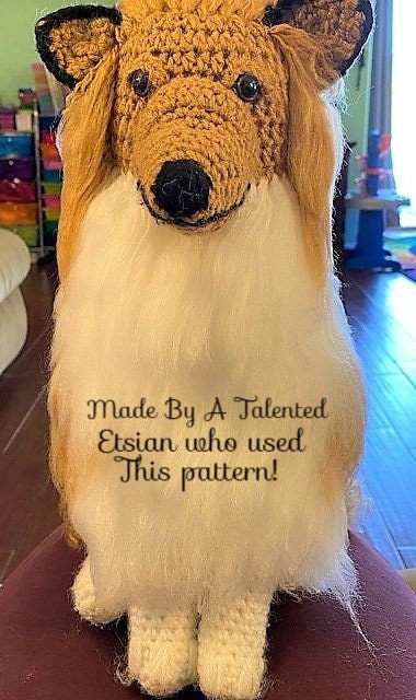 Vintage Crochet Pattern Rough Collie Dog PDF Instant Digital Download Purebred Puppy Amigurumi Plush Stuffed Soft Toy 16" 10 Ply